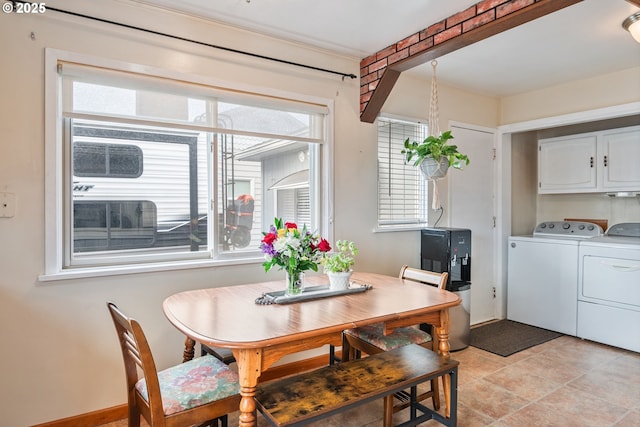 dining room with washing machine and clothes dryer