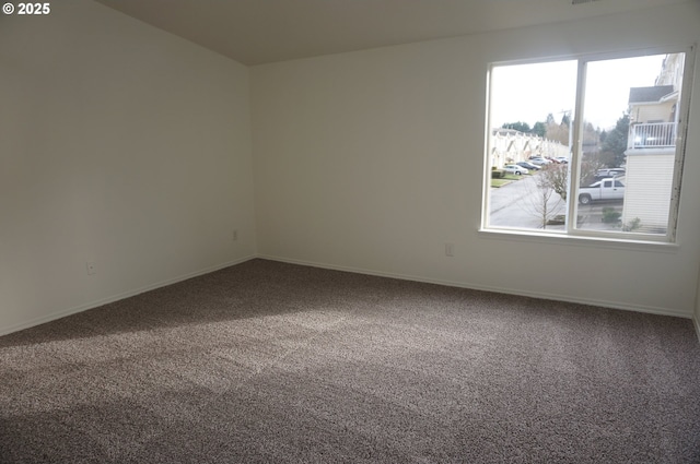 unfurnished room featuring a wealth of natural light, carpet flooring, and baseboards