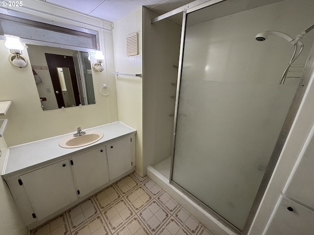 5336 Buckskin Bob, Florence, OR 97439 - bathroom with a stall shower, tile patterned floors, and vanity