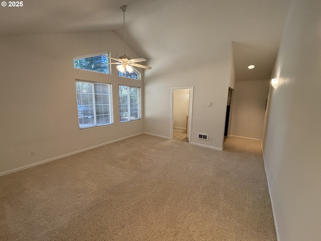 5336 Buckskin Bob, Florence, OR 97439 - interior space featuring a ceiling fan, baseboards, visible vents, and light colored carpet
