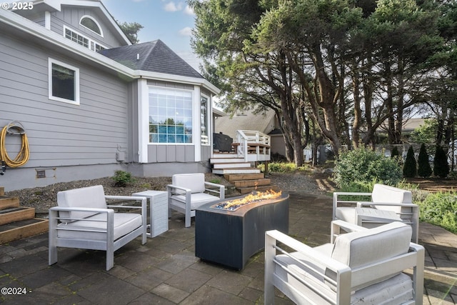 465 SW Edgewater, Depoe Bay, OR 97341 - view of patio / terrace with an outdoor living space with a fire pit and a deck