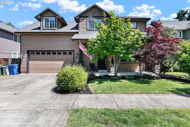 3647 Lodenquai Ln, Eugene, OR 97404 - view of front of house featuring concrete driveway, a garage, and roof with shingles