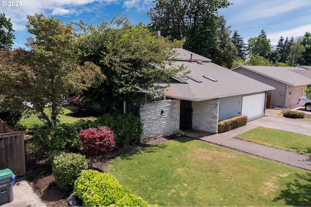 2915 Chuckanut St, Eugene, OR 97408 - view of front of house with driveway, a garage, roof with shingles, and stone siding