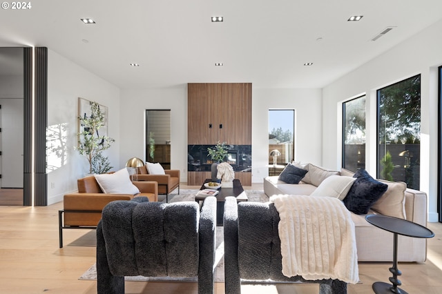 living room with light wood-type flooring