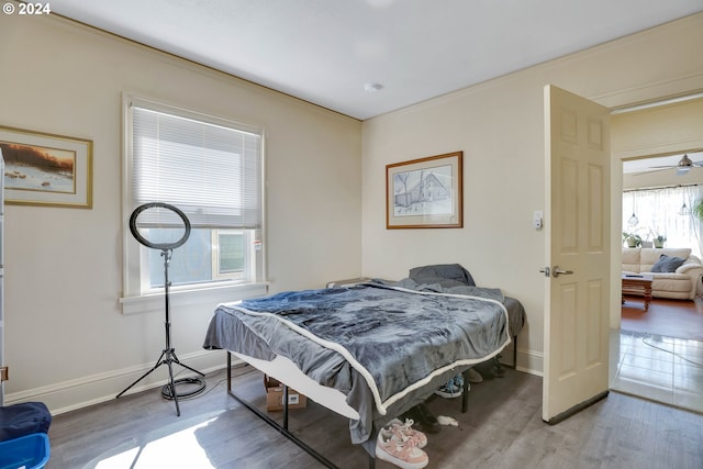 bedroom featuring light wood-type flooring