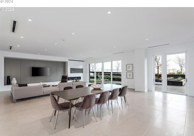 dining area with recessed lighting