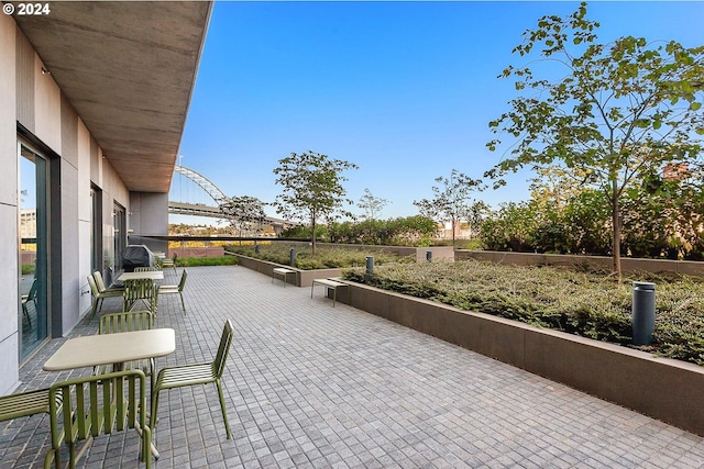 view of patio featuring fence