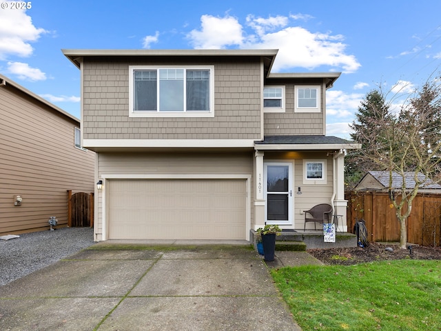 view of front of house with a garage