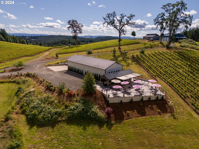 birds eye view of property with a rural view