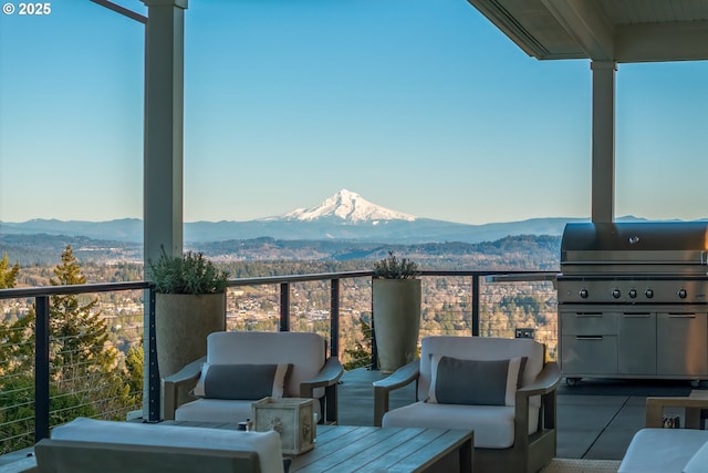 balcony with a mountain view