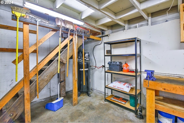 basement featuring water heater