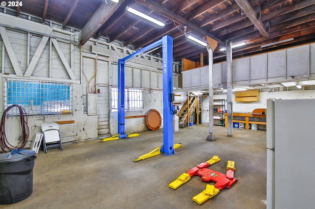 garage featuring white refrigerator