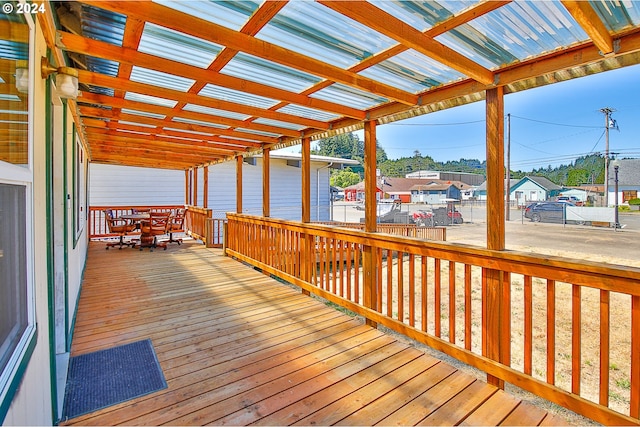 deck with a residential view