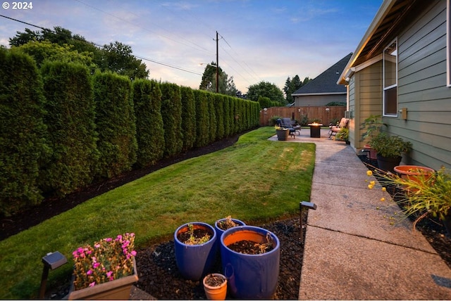 view of yard featuring a patio area