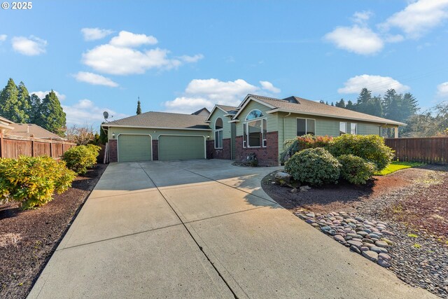 single story home with a garage