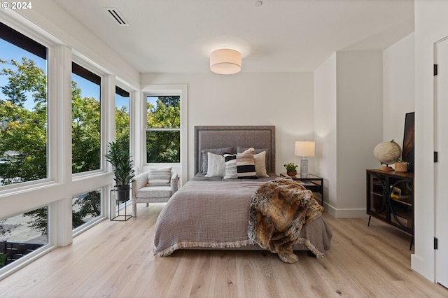 bedroom featuring light wood-type flooring