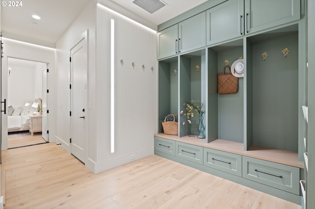 mudroom featuring light hardwood / wood-style floors