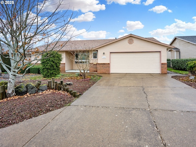 single story home with a garage