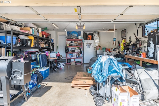 garage with a garage door opener