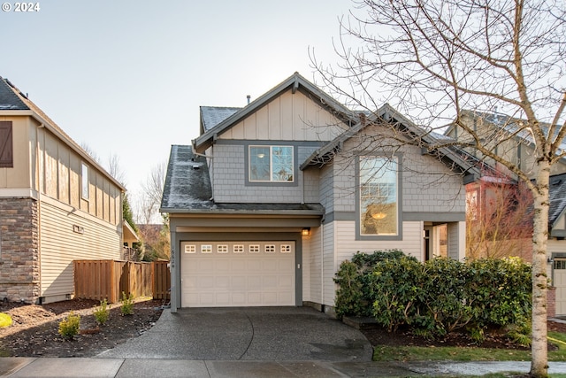 view of front of property featuring a garage