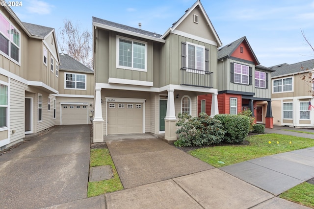 view of front of property with a garage