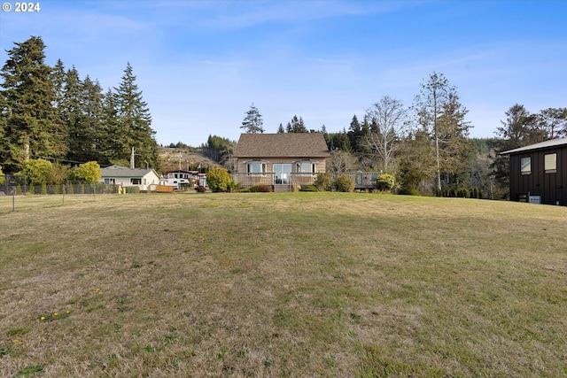 3770 NE 12th St, Otis, OR 97368 - view of yard featuring fence and a deck