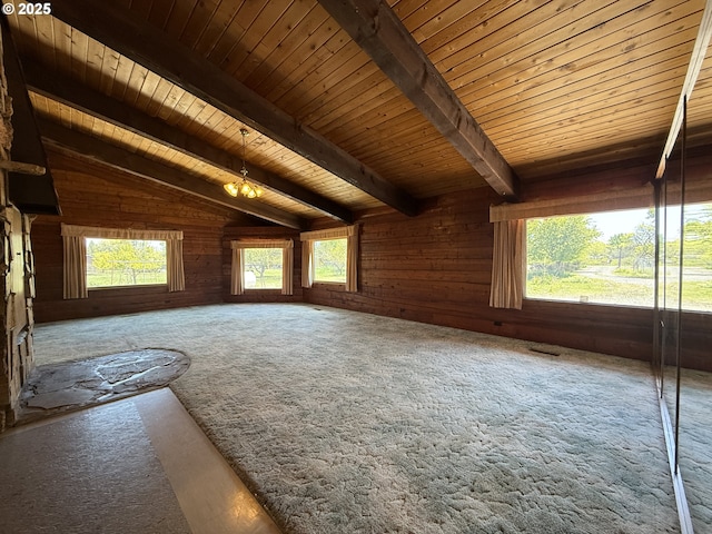 530 Riverside Dr, Burns, OR 97720 - carpeted spare room with wood walls, wood ceiling, and healthy amount of natural light