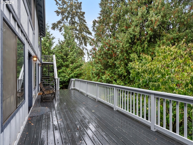 wooden deck with stairway