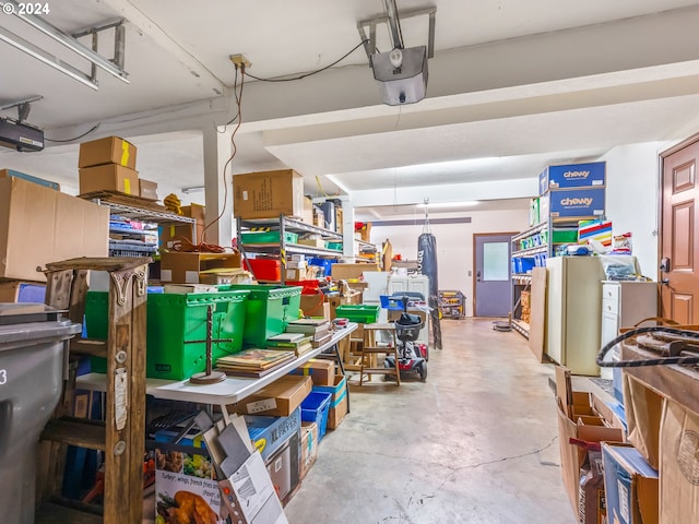 garage with a garage door opener