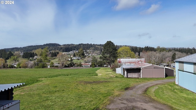 view of yard with an outdoor structure