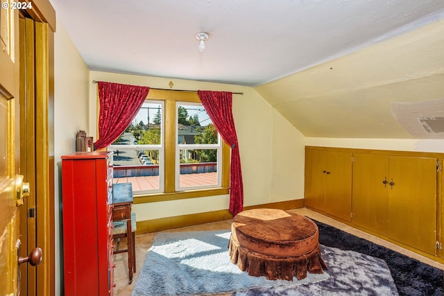 additional living space with vaulted ceiling and baseboards