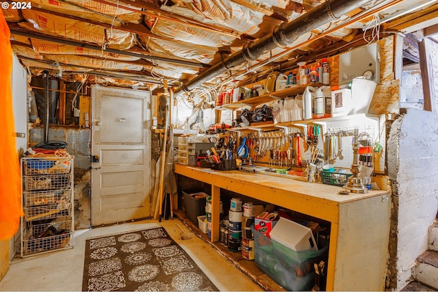 view of unfinished basement