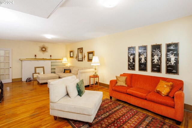 living room with wood-type flooring