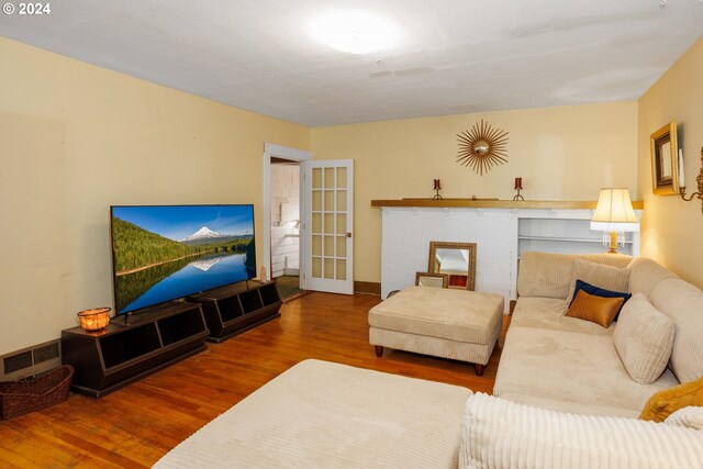 living room with hardwood / wood-style flooring