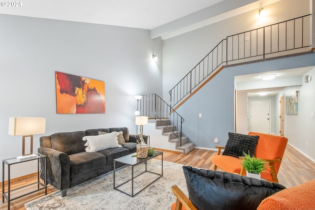 living room featuring light hardwood / wood-style flooring