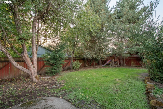 view of yard featuring a playground