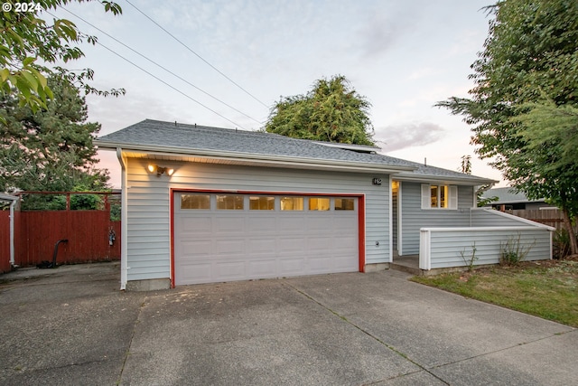 exterior space featuring a garage