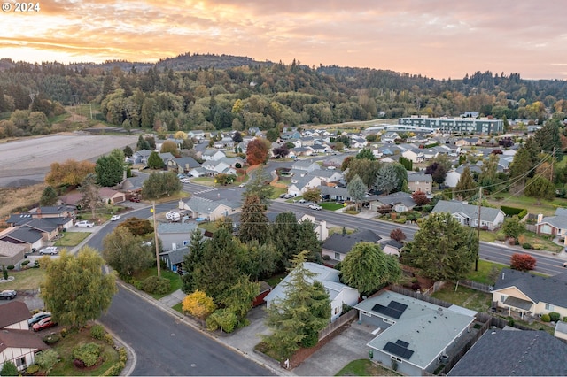 view of aerial view at dusk