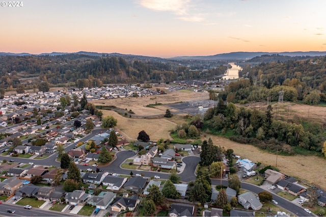 view of aerial view at dusk