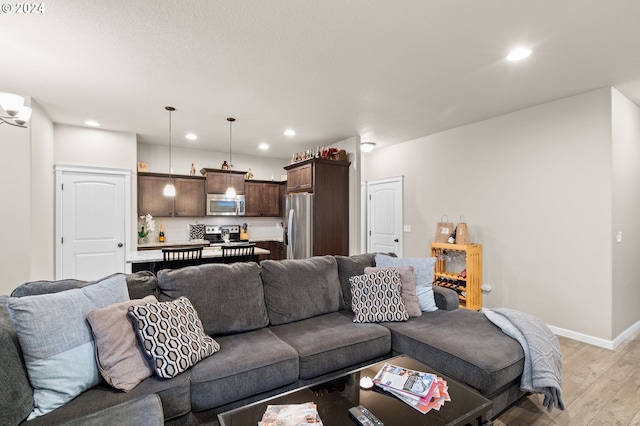 living room featuring light wood-type flooring