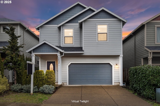 craftsman inspired home with a garage