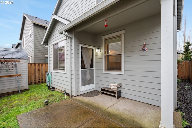 exterior space with a storage unit