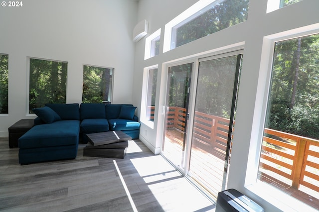 sunroom with a wall mounted AC