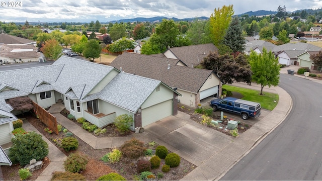 bird's eye view with a mountain view