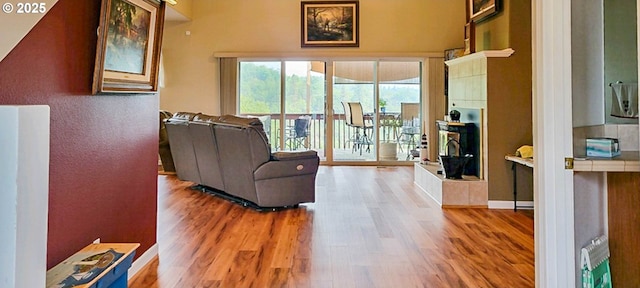 living room with wood finished floors