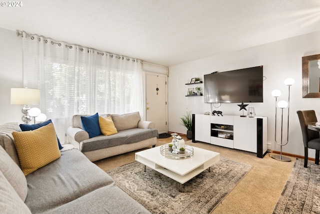 living room featuring carpet flooring