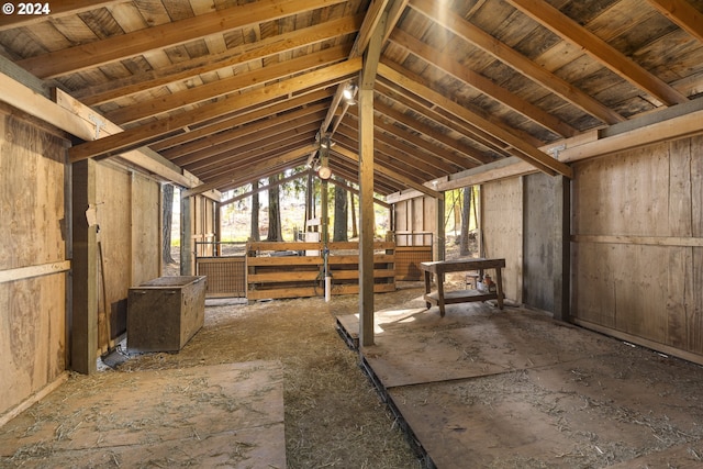 misc room with lofted ceiling