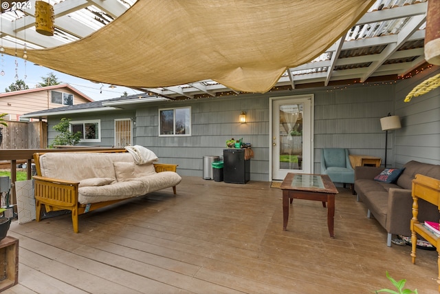 wooden deck with outdoor lounge area