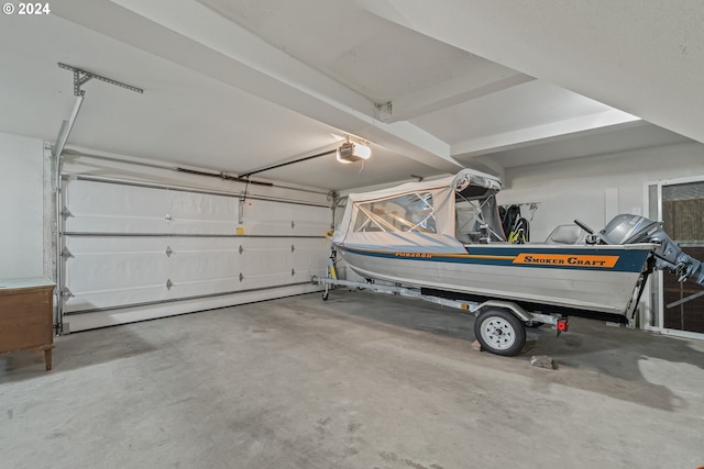 garage with a garage door opener