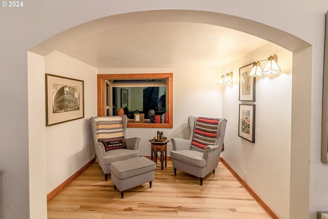 living area featuring light hardwood / wood-style floors